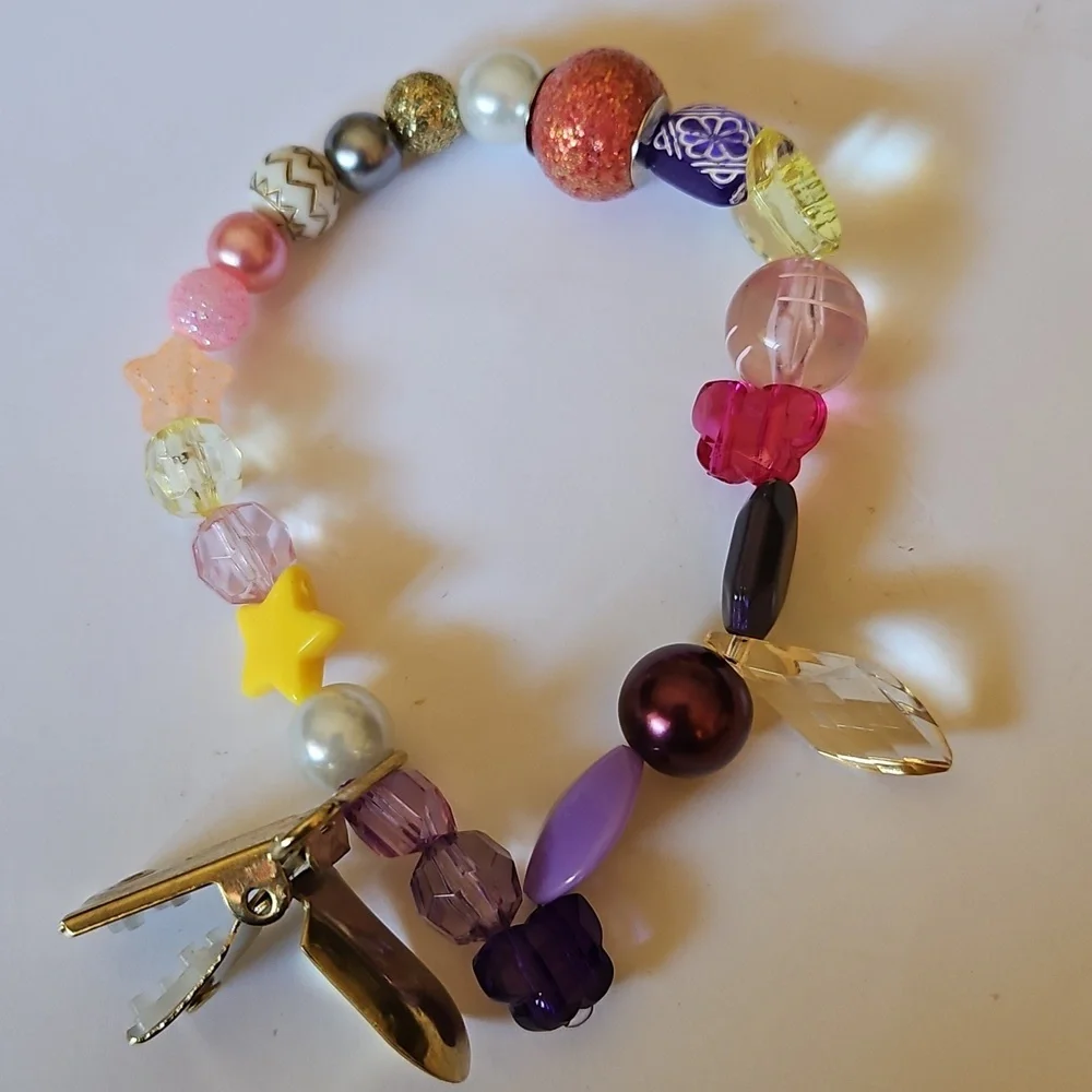 Handmade Bag Charm Accessory Colorful Beaded Bracelet stretchy kid's jewelry 4
